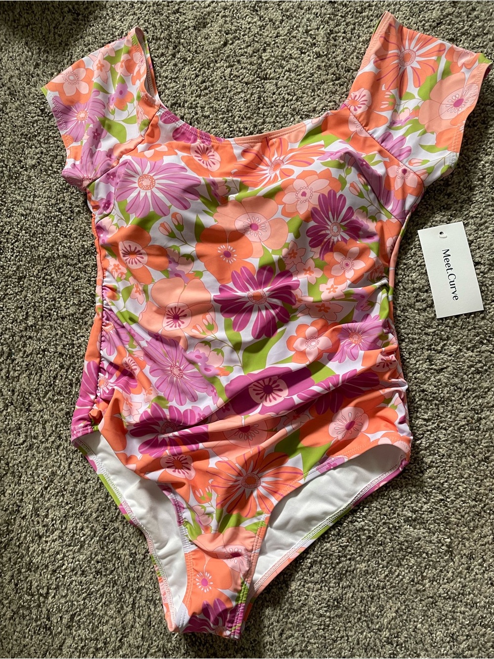 Meet Curve Floral One-Piece Swimsuit in Pink & Orange- NEW WITH TAGS